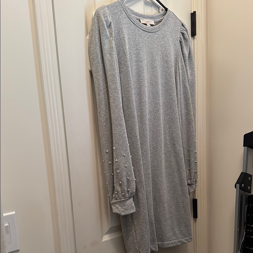 LOFT Gray Sweatshirt Dress
